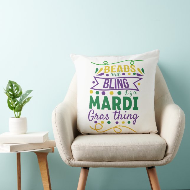 Cojín Decorativo Cuentas y Brillo Es Cosa de Mardi Gras (Silla)