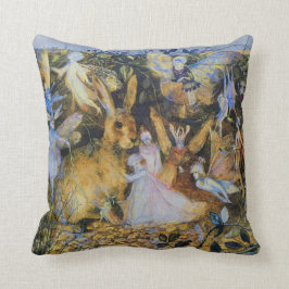 Cojín Decorativo Cuento de hadas Art. del vintage del conejo y de