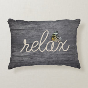 Cojín Decorativo Cuerda Relajarse Texto con Mariposa