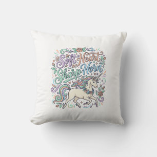 Cojín Decorativo Cuerno Agudo Corazón Suave Unicornio Fondo Blanco