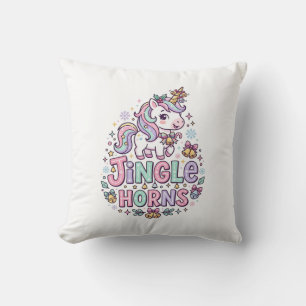 Cojín Decorativo Cuerno de Cascabel de Unicornio Encantador Gráfico