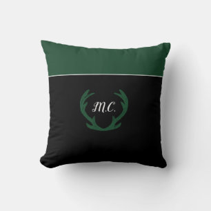 Cojín Decorativo Cuerno de Ciervo Verde Moderno Monograma