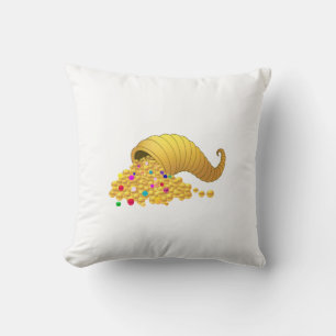 Cojín Decorativo Cuerno de la Abundancia Dorado Elegante