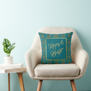 Cojín Decorativo Cuerno francés navideño elegante teal