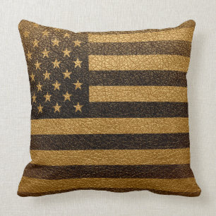 Cojín Decorativo Cuero #2 del vintage de la bandera americana