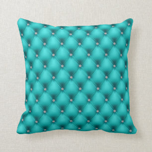 Cojín Decorativo Cuero acolchado FAUX Aqua, diamante