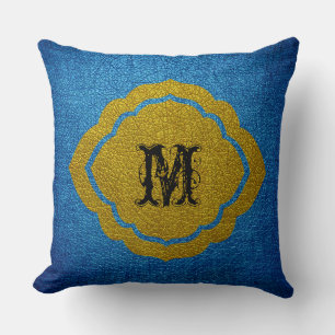 Cojín Decorativo Cuero amarillo azul