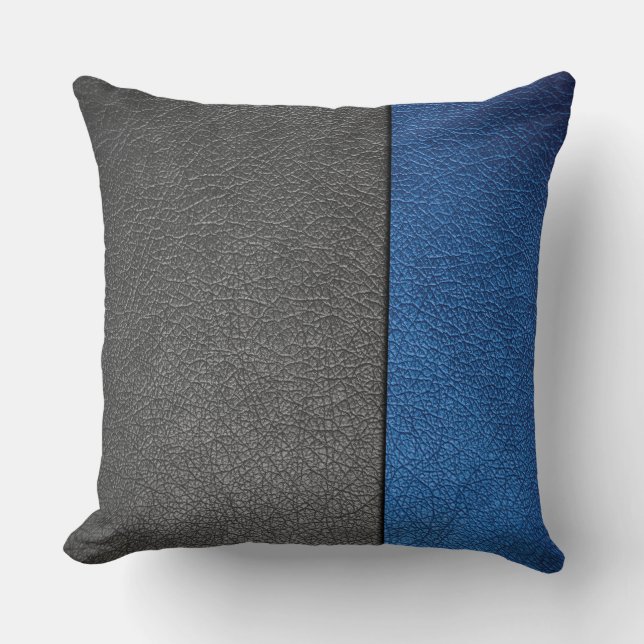 Cojín Decorativo Cuero azul y gris (Anverso)