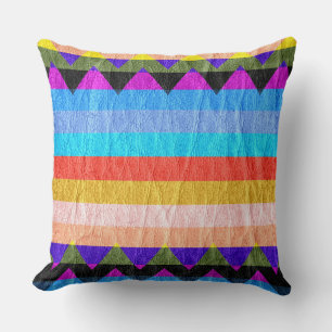 Cojín Decorativo Cuero Chevron de raya colorida moderna