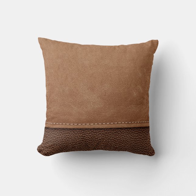Cojín Decorativo Cuero con título: gris, fondo negro. (Anverso)
