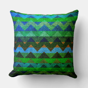 Cojín Decorativo Cuero de cuero de rayas de Chevron coloridas #4