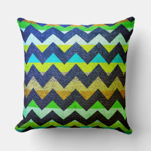 Cojín Decorativo Cuero de cuero de rayas de Chevron coloridas n.º 3
