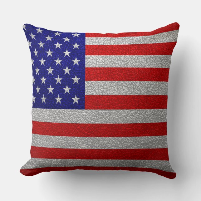 Cojín Decorativo Cuero de la bandera americana (Anverso)