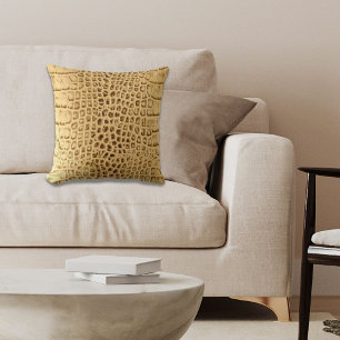 Cojín Decorativo Cuero de ligador marrón dorado del suroeste