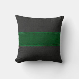 Cojín Decorativo Cuero impreso gris oscuro y verde cosido