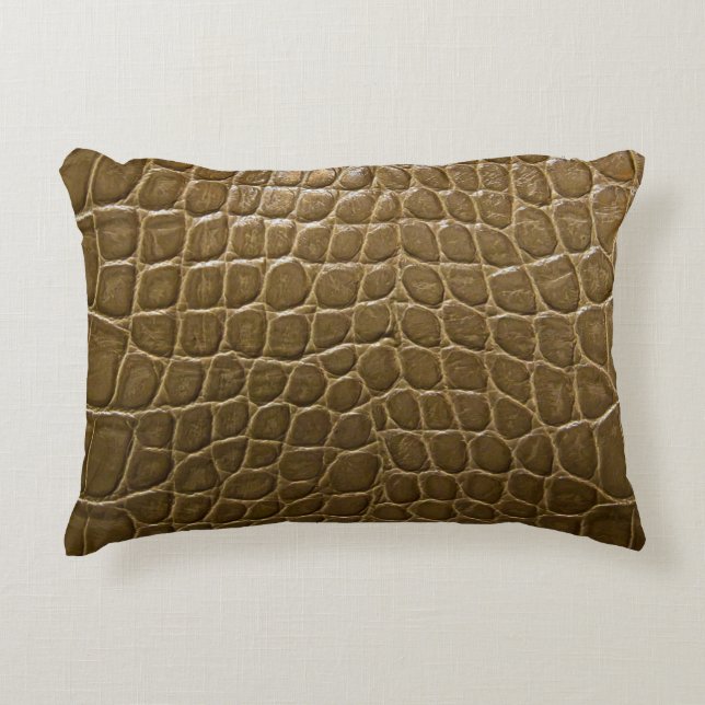 Cojín Decorativo cuero marrón beige salvaje del cocodrilo del (Anverso)
