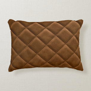 Cojín Decorativo Cuero marrón, dibujo de patrón rhombus