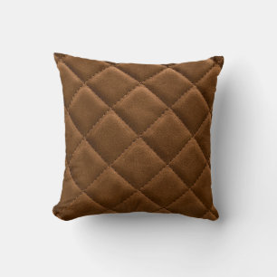 Cojín Decorativo Cuero marrón, dibujo de patrón rhombus