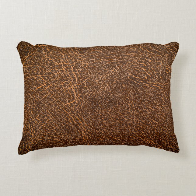 Cojín Decorativo Cuero marrón natural: fondo texturado (Anverso)