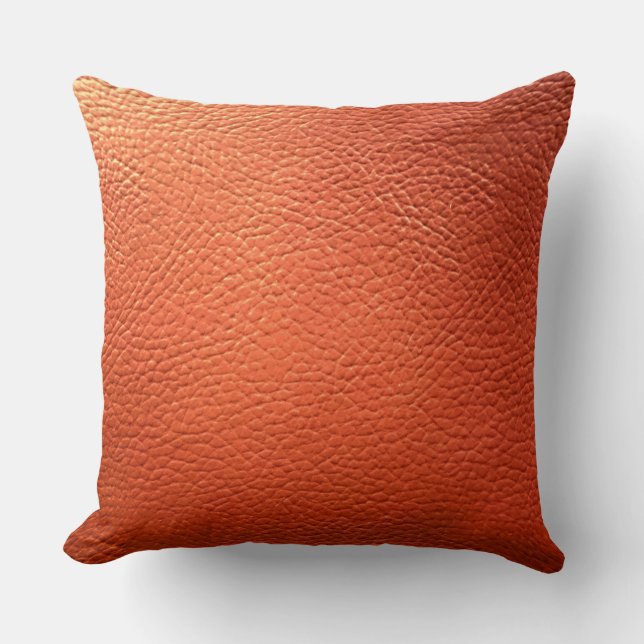 Cojín Decorativo Cuero Naranja Falso (Anverso)