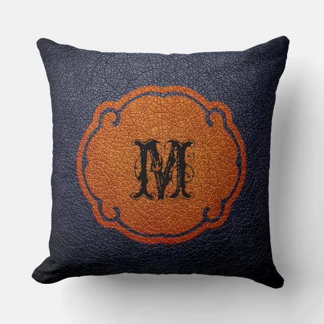 Cojín Decorativo Cuero Negro Marrón (Anverso)