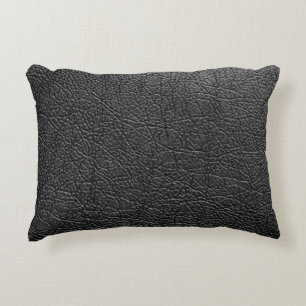 Cojín Decorativo Cuero negro: textura de cierre sin costura.