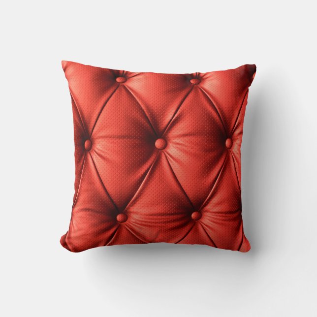 Cojín Decorativo Cuero rojo, textura (Anverso)