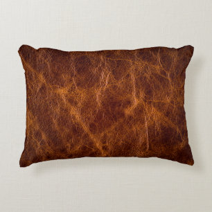 Cojín Decorativo Cuero textualero de cuero marrón, textura, fondo,b