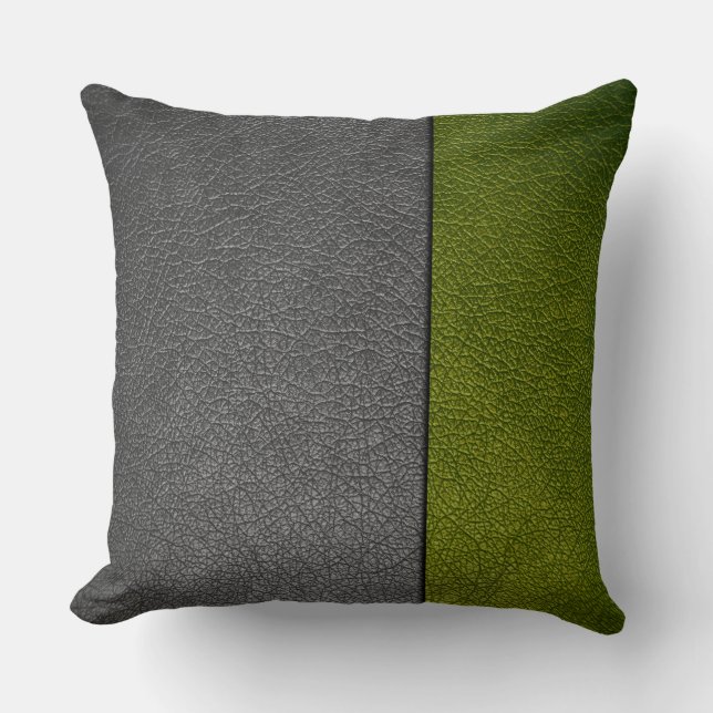 Cojín Decorativo Cuero verde y gris (Anverso)