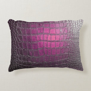 Cojín Decorativo Cuero violeta vibrante: emboscada brillante.
