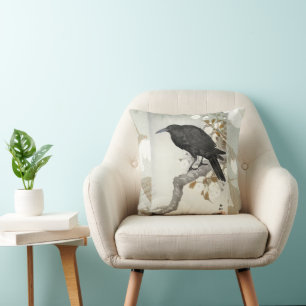 Cojín Decorativo Cuervo Cuervo Japonés Koson Pájaro