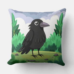 Cojín Decorativo Cuervo de dibujos animados pájaro negro gótico est