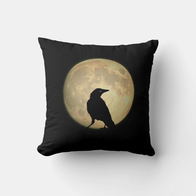 Cojín Decorativo Cuervo de la Luna Llena (Anverso)