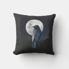 Cojín Decorativo Cuervo del Bosque Luna Fría