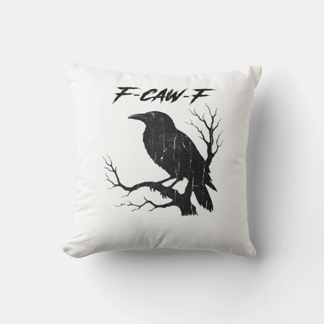Cojín Decorativo Cuervo Divertido F-Caw-F (Anverso)