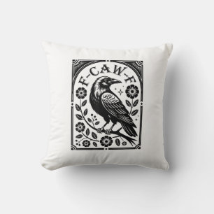 Cojín Decorativo Cuervo, F-Caw-F Ave Divertida Estética Gráfica