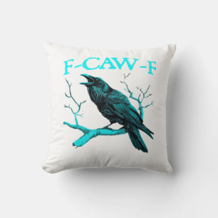 Cojín Decorativo Cuervo F-Caw-F Pájaro Divertido Diseño Retro Creat
