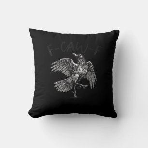 Cojín Decorativo Cuervo, F-Caw-F Pájaro Divertido Gráfico Retro