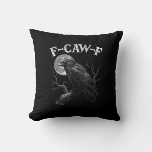 Cojín Decorativo Cuervo F-Caw-F Pájaro Divertido Luna Gótico Humor 