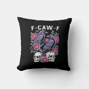 Cojín Decorativo Cuervo F-Caw-F Pájaro Divertido Luna Gótico Humor