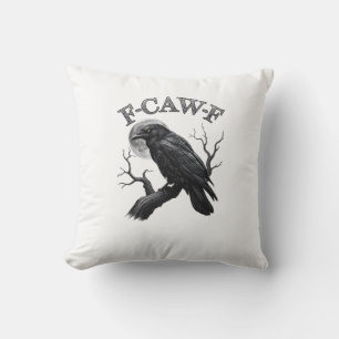 Cojín Decorativo Cuervo, F-Caw-F Pájaro Divertido Luna Gótico Tri-B