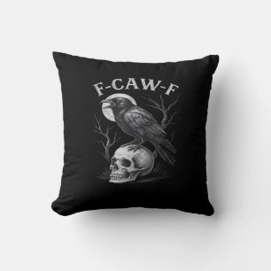 Cojín Decorativo Cuervo F-Caw-F Pájaro Retro Vintage Gótico Luna F-
