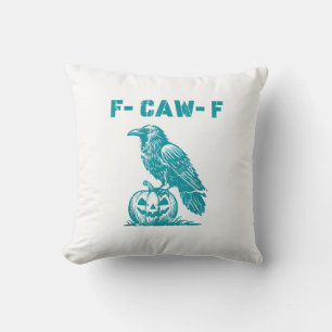Cojín Decorativo Cuervo gótico divertido F-Caw-F retro clásico
