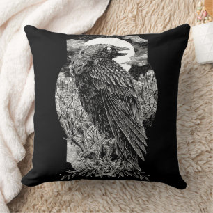 Cojín Decorativo Cuervo Místico Oscuro