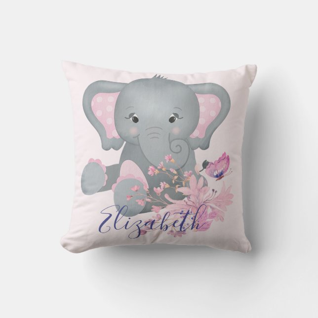 Cojín Decorativo Cuidada acuarela Elefante bebé (Anverso)