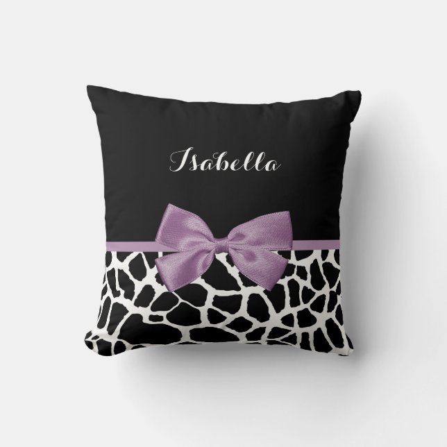 Cojín Decorativo Cuidada Giraffe Imprimir Lavanda Morado Bow Con No (Anverso)