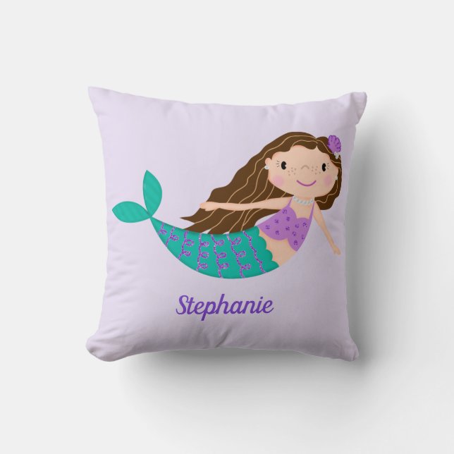Cojín Decorativo Cuidada Sirena Whimsical Purple Personalizada (Anverso)