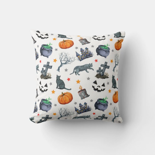 Cojín Decorativo Cuidada temblorosa temática de Halloween (Anverso)