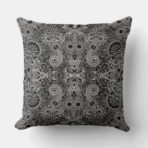 Cojín Decorativo Cuidado blanco blanco negro de flor