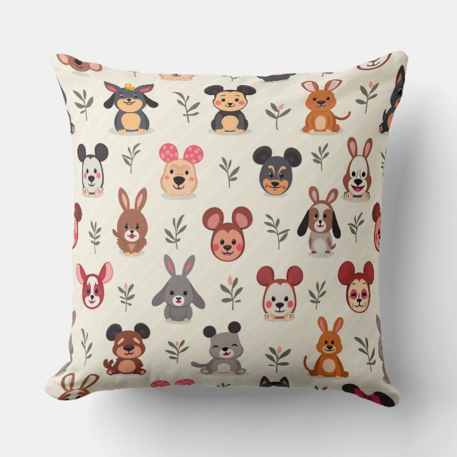Cojín Decorativo Cuidado de animación animal (Anverso)